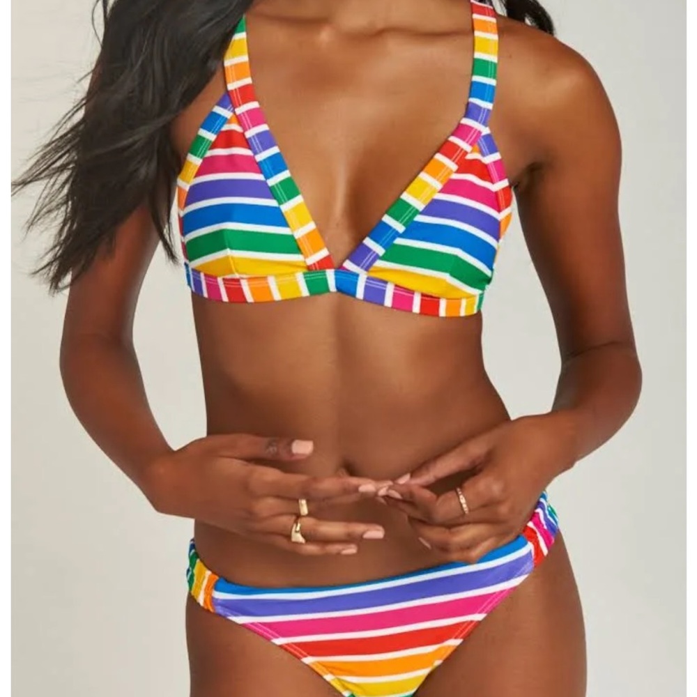 NWT Show Me Your Mumu Bombay Bralette Bathing Suit Top in Rainbow Size XL